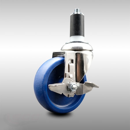 Service Caster 4 Inch 316SS Solid Polyurethane Swivel 1-1/4 Inch Expanding Stem Caster Brake SCC-SS316EX20S414-SPUS-TLB-114